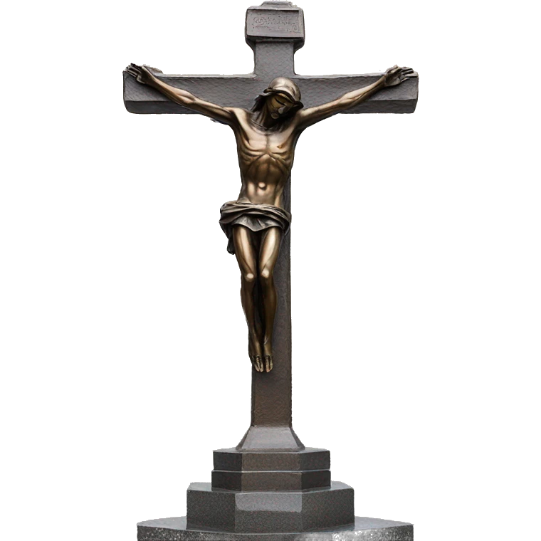 crucifix, reaching up to the sky, bronze statue emoji