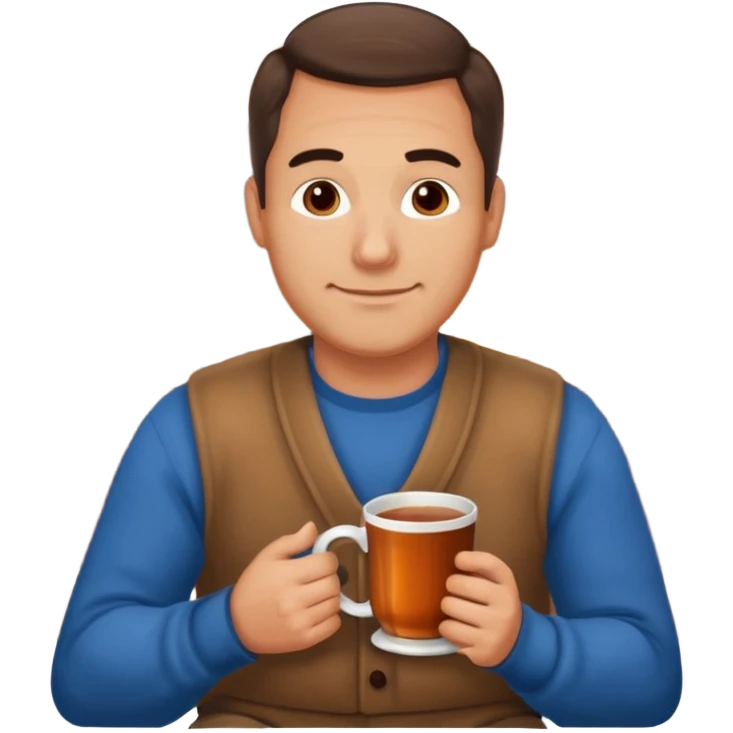 Cozy handsome 45 year old man sitting next to a nice fireplace with a hot apple cider, book, and plate of chocolate cookies. emoji