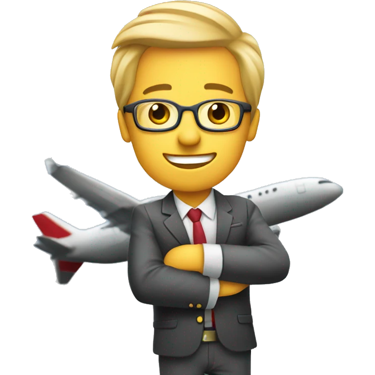 Corporate traveller booking flight on app emoji