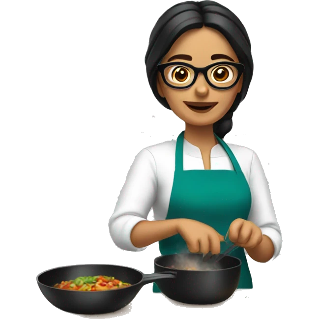 mexican lady with glasses cooking emoji