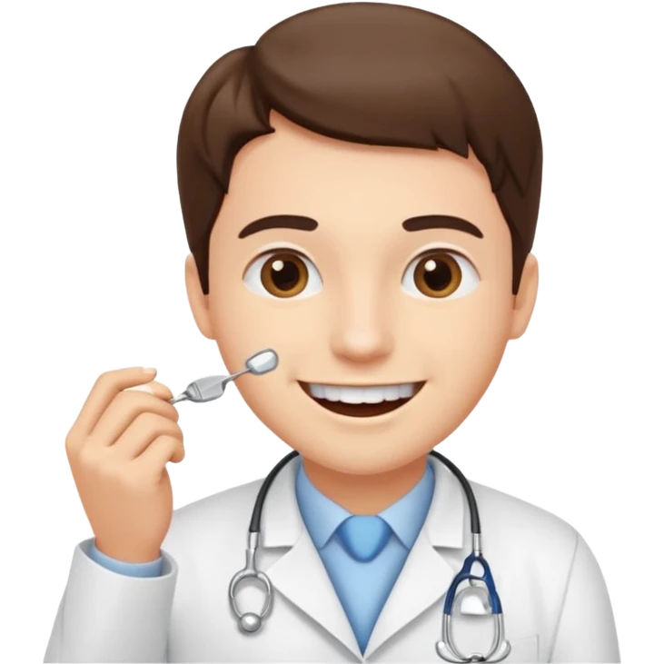 dentist, examining tooth, friendly emoji