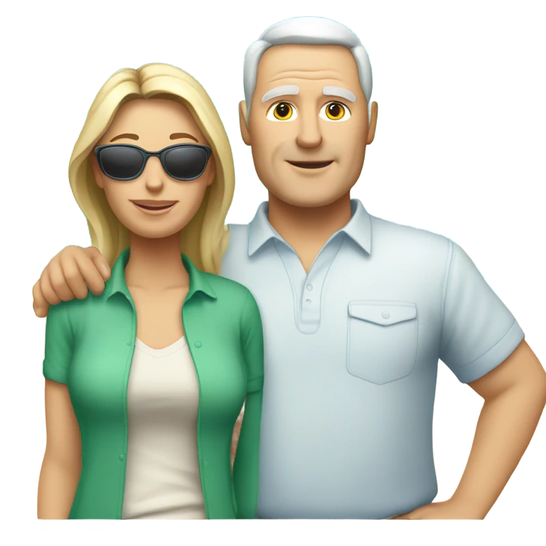 White heavyset middle-aged couple on the beach emoji