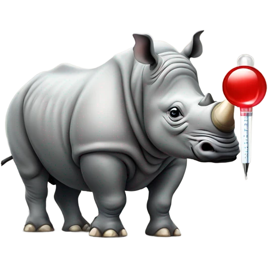 Rhino with thermometer in his mouth emoji