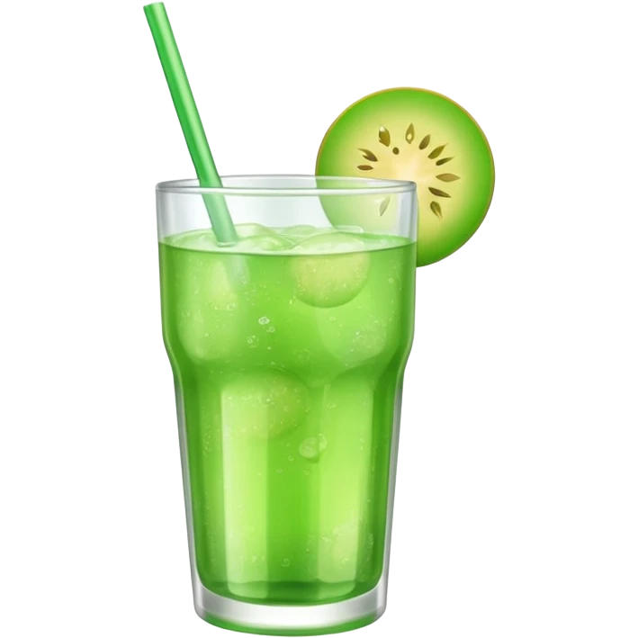 small transparent cup of green melon soda, no fruit emoji