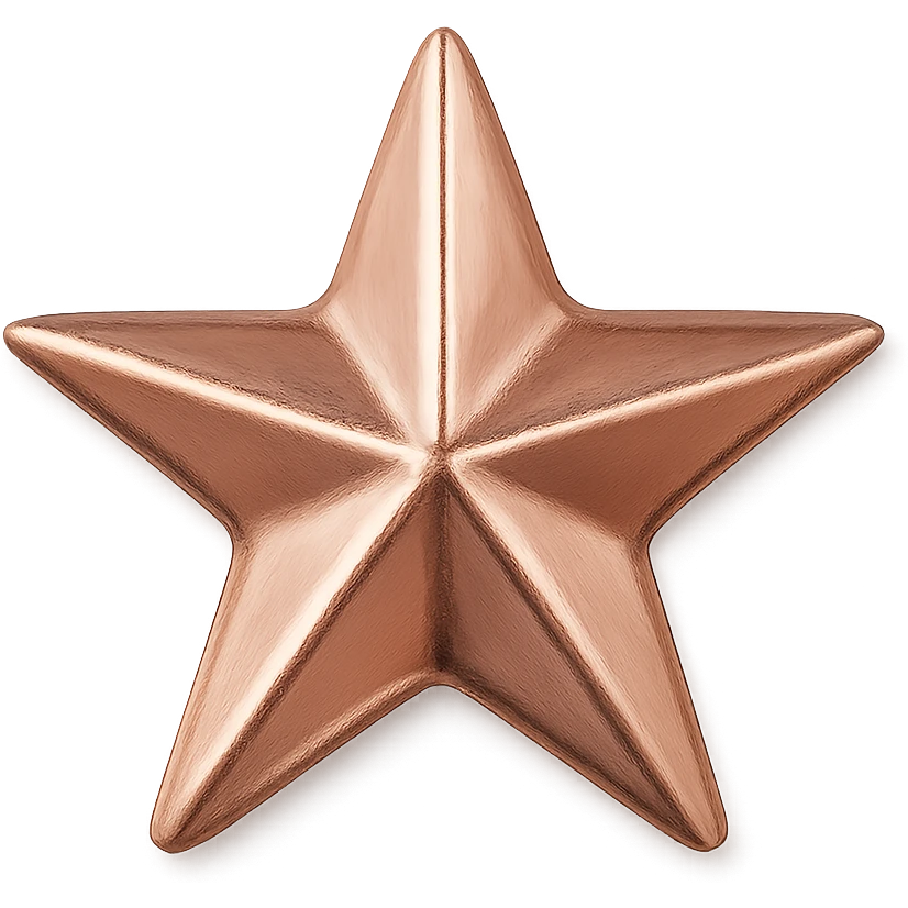 small star with a metallic rose gold finish, glamorous and stylish emoji