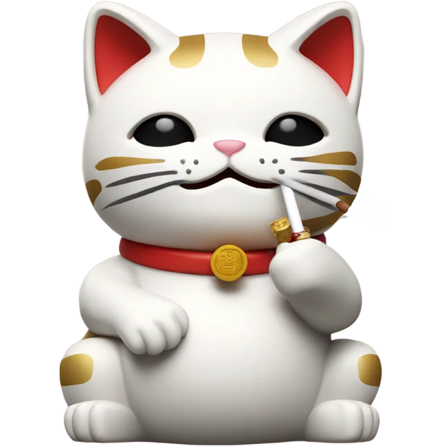 Japanese lucky cat smoking  emoji