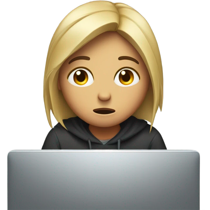 a person crying at a computer emoji