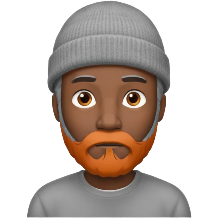A dark-skinned man with a gray beanie, brown eyes, and a gray beard, wearing a calm expression. emoji
