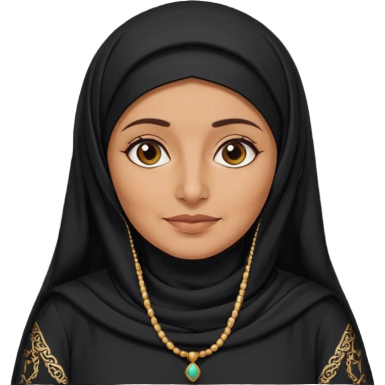 an old emirati women wearing traditional cloths covers her face with burg'a a;; the cloths and burqa'a are black no accessories UAE vibes emoji