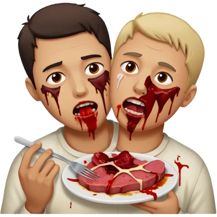 man eating human flesh from another person emoji