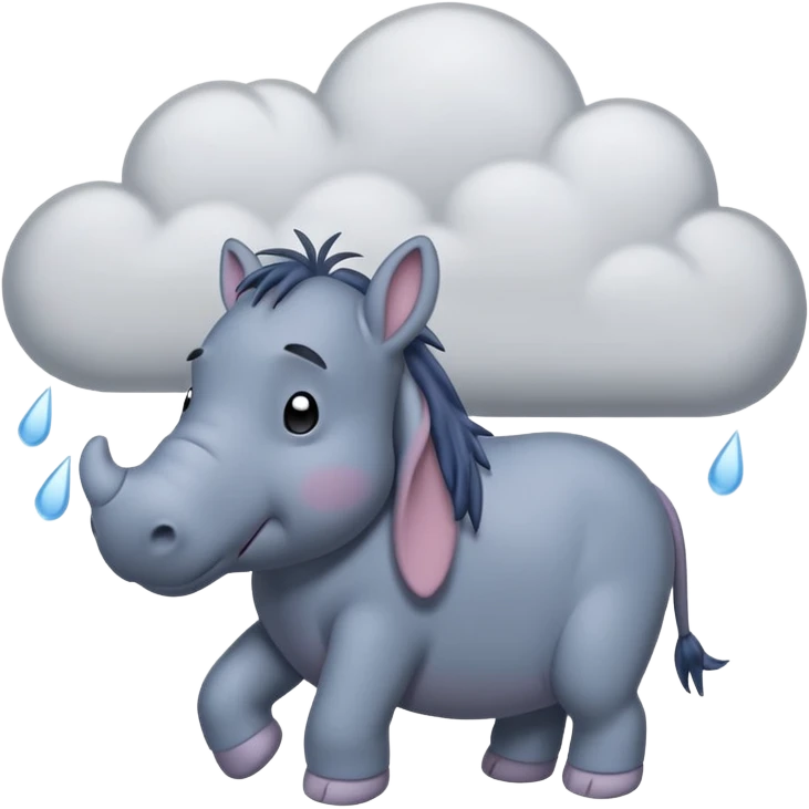 Eeyore under a raining cloud emoji
