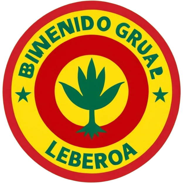 crear un sticker con colores rojo amarillo y verde con el siguiente texto: bienvenido al grupo partido liberal de bolivia emoji