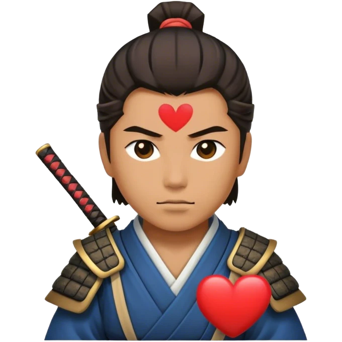 A samurai with a heart emoji