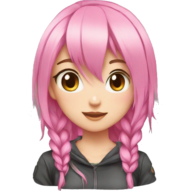 Pink hair, gamer girl, anime emoji