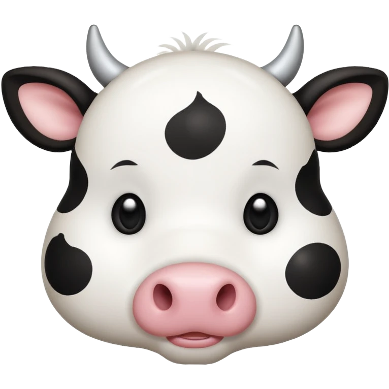 simple kawaii cow face, very simple dot eyes, big pupils emoji