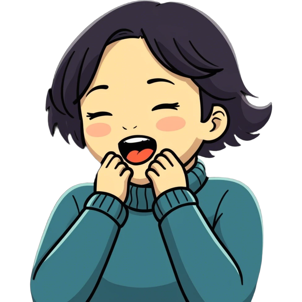Girl choking herself laughing  emoji
