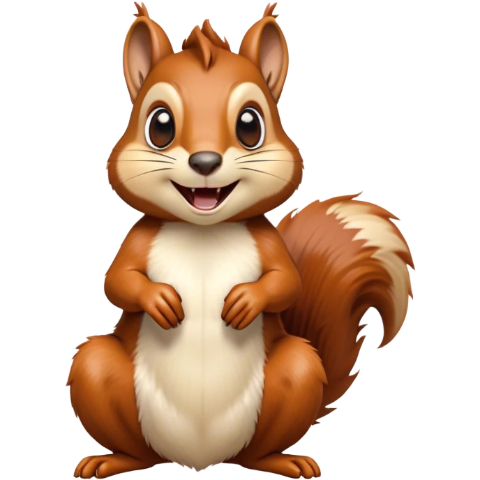 Cinematic Comical Squirrel Portrait Emoji, Head tilted dramatically with an exaggeratedly amused expression, featuring a striking auburn Fur with bold cream accents and wide, expressive eyes filled with playful disbelief, Simplified yet hilariously expressive features, highly detailed, glowing with a slightly sassy glow, high shine, dramatic yet playful, stylized with an air of cheeky woodland mischief, bright and endearing, soft glowing outline, capturing the essence of a spirited and over-the-top squirrel, so meme-worthy it feels like it could chatter its way into internet fame instantly! emoji