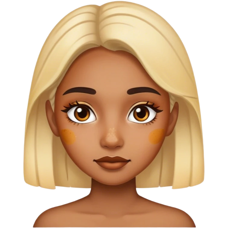 A girl wearing hyperpigmentation make up emoji