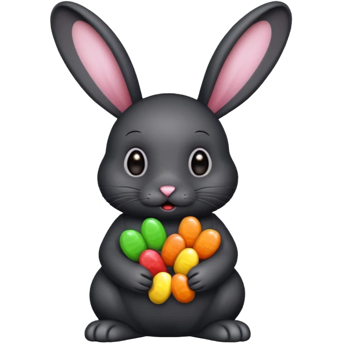 black rabbit with candies emoji