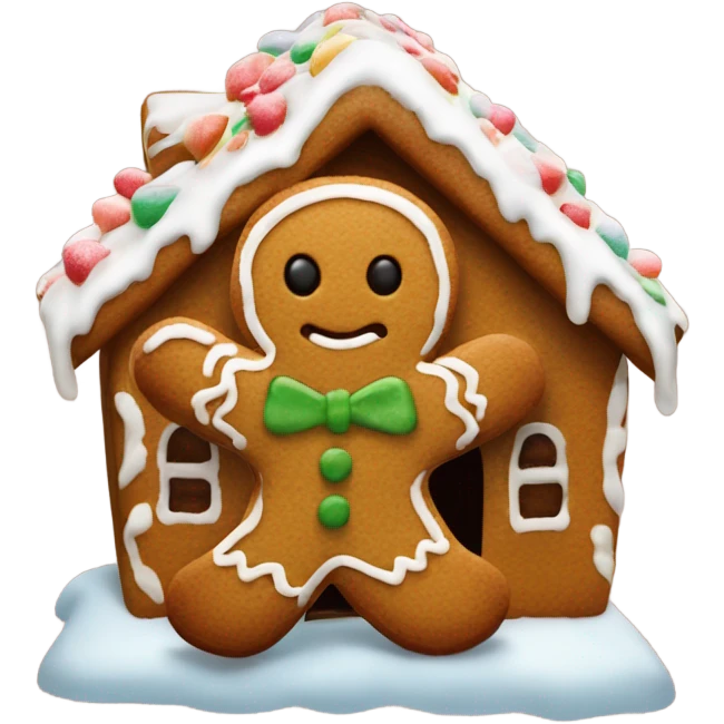 Gingerbread man in ginger bread house  emoji
