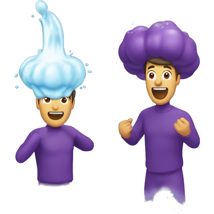 Man shaking eggplant then exploding water emoji