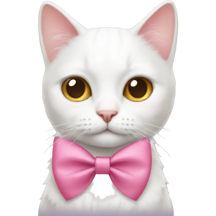 White cat with pink hair bow emoji