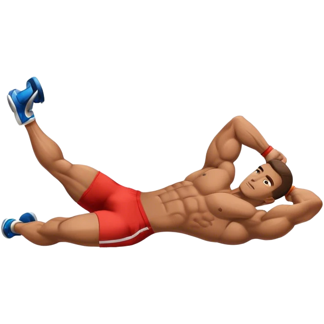 bodybuilder laying down abs exercise emoji