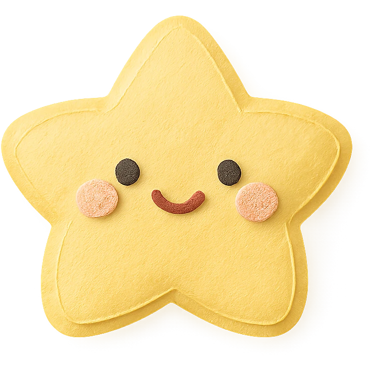 super soft cute star puff, paper craft style, paper texture, three-dimensional, bright and soft colors emoji