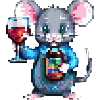 A mouse holding a glass of wine emoji