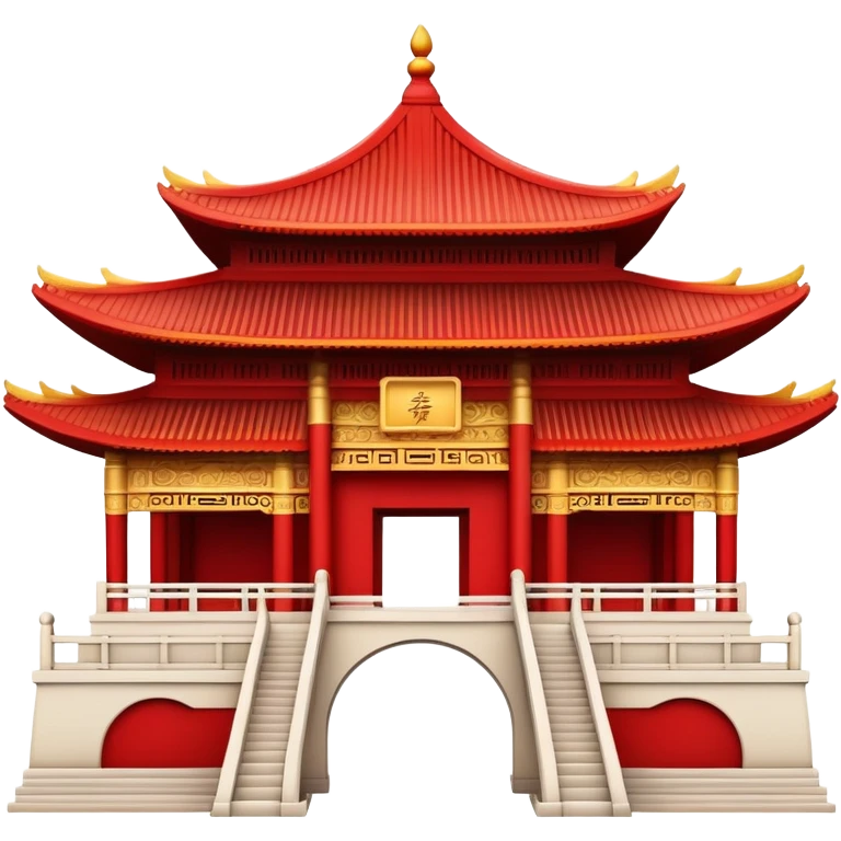 Abstract Chinese architecture symbol, conceptual design, iconic representation emoji