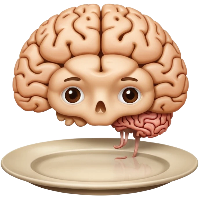 Brain on a plate next to head  emoji