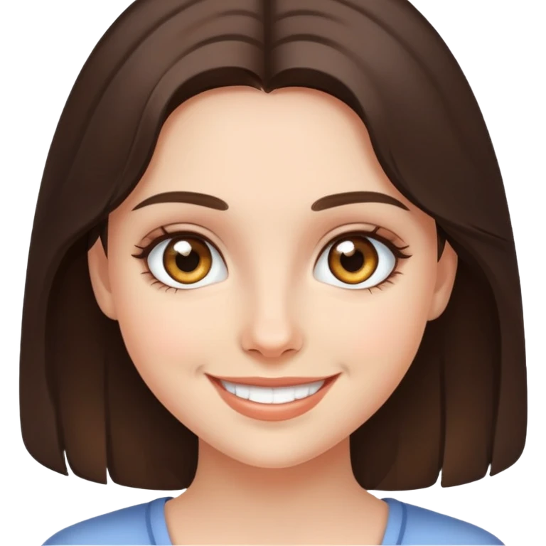 smiling brunette girl hazel eyes emoji