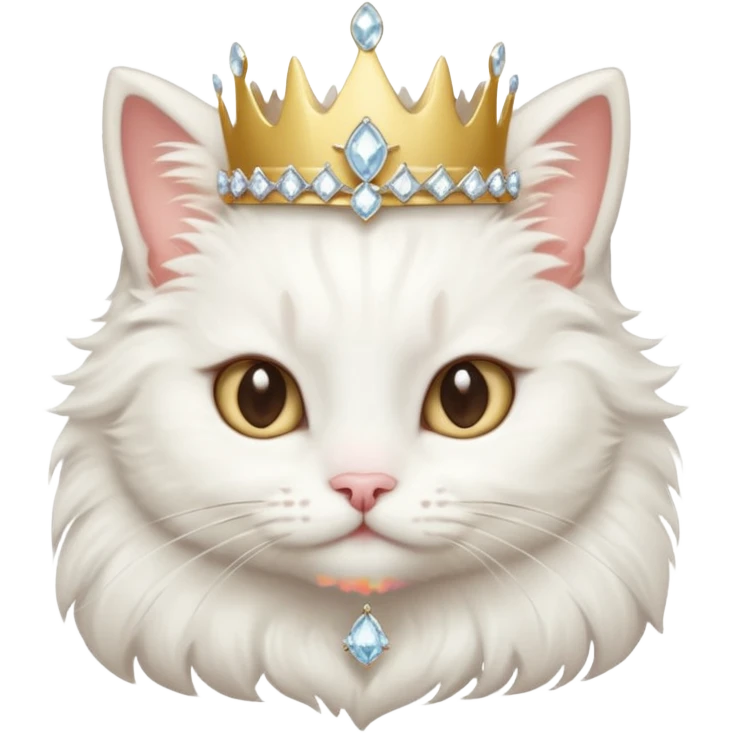 Cat Queen – fluffy white cat with a small diamond tiara.
 emoji