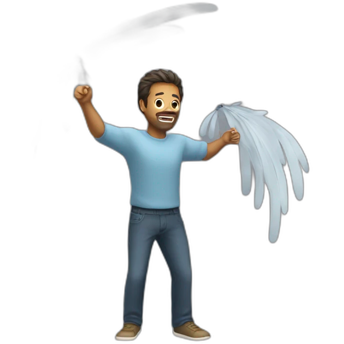Man fly blow wind emoji