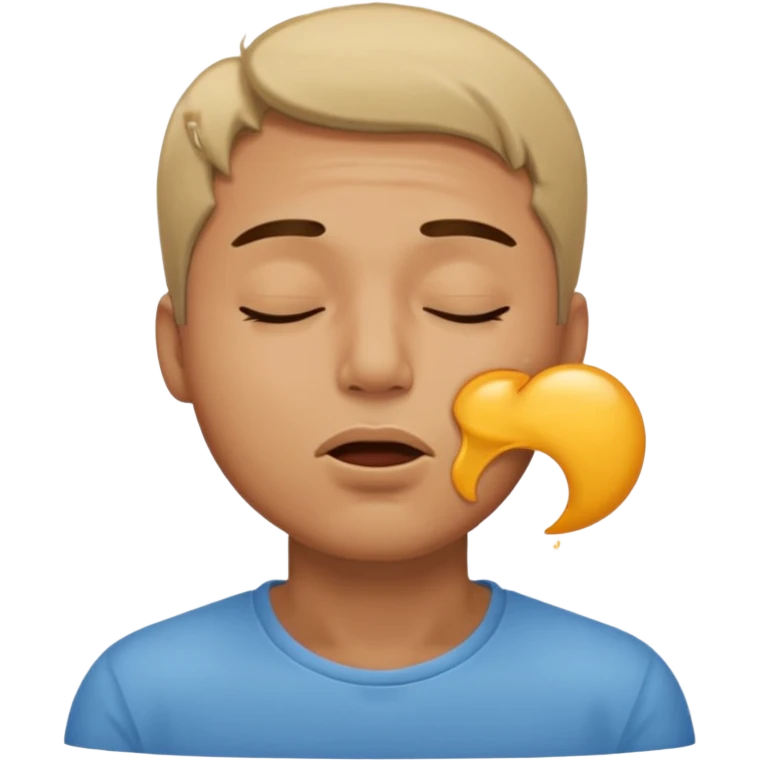 A male with closed eyes but the mouth is blowing out emoji