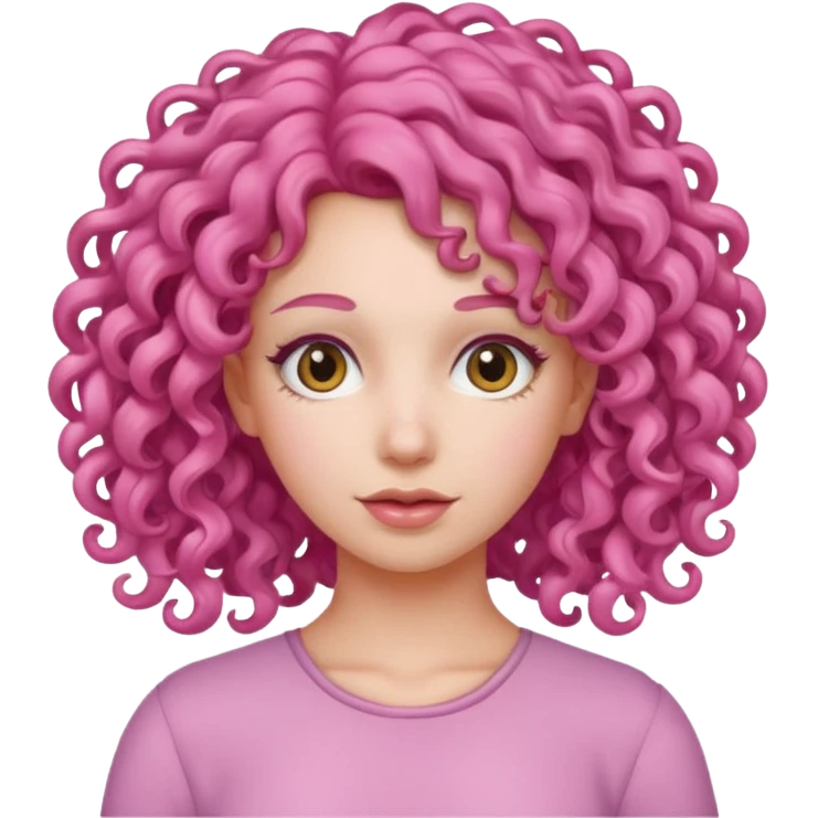woman with pink curly hair emoji