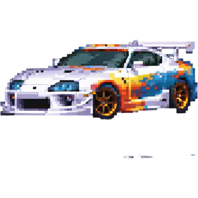 Hot Wheels Toyota Supra dynamic racing pose emoji