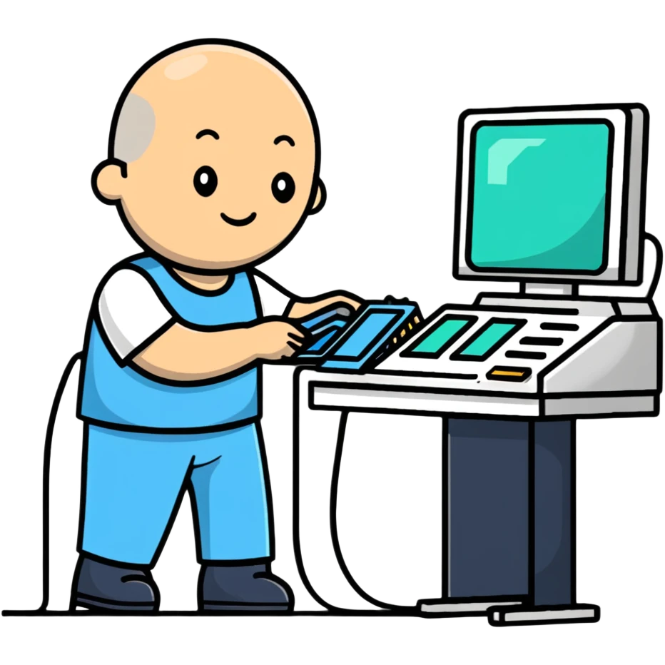 IT technician replacing hospital terminal emoji