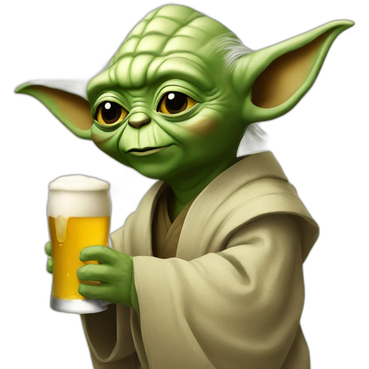 Yoda with a beer emoji