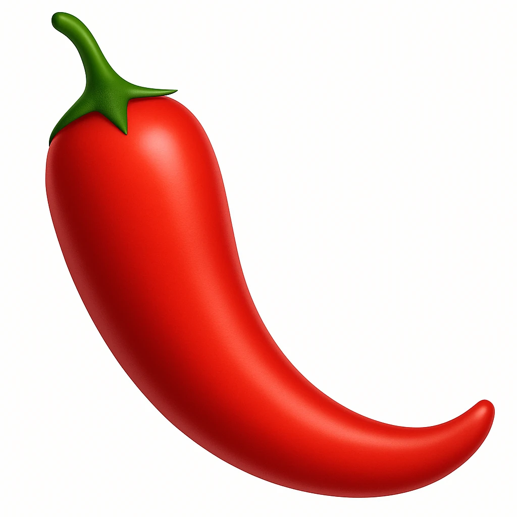 A chili pepper emoji in red color, vibrant and clear. emoji
