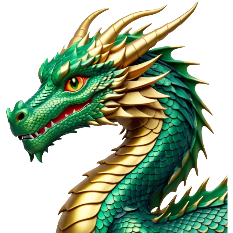 cinematic-noble-dragon-portrait-emoji,-poised-and-majestic,-with-a-sinuous,-elongated-body-covered-in-intricately-detailed,-shimmering-scales-in-hues-of-emerald-and-gold,-and-piercing,-fiery-eyes-that-reflect-ancient-wisdom; emoji