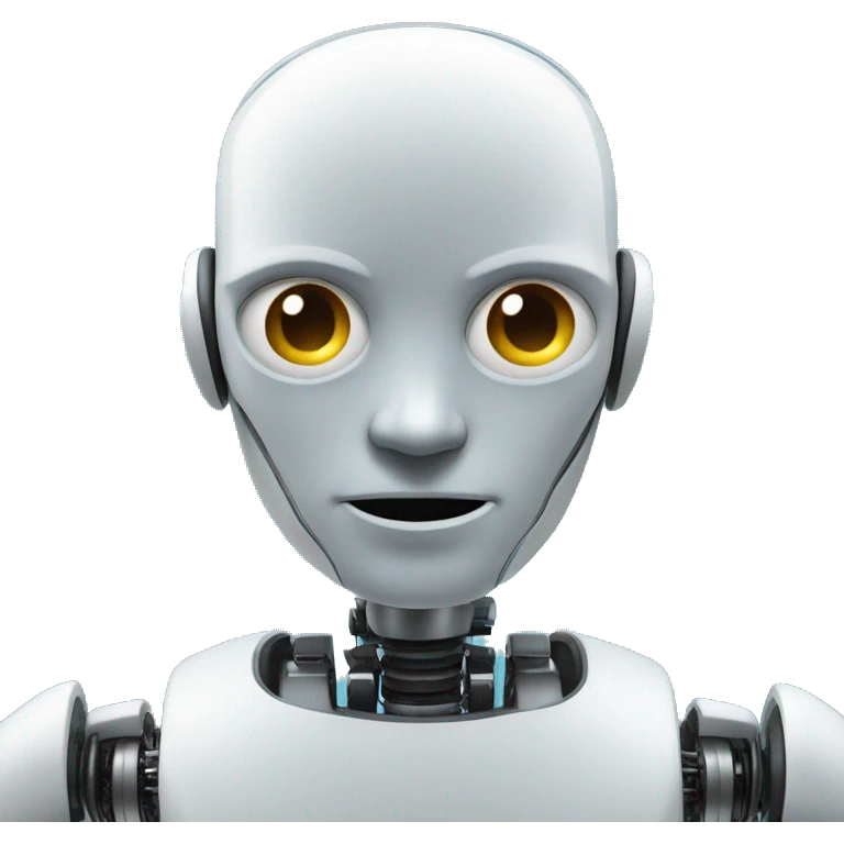 An AI robot, with digital elements in the background to emphasize its mental abilities emoji