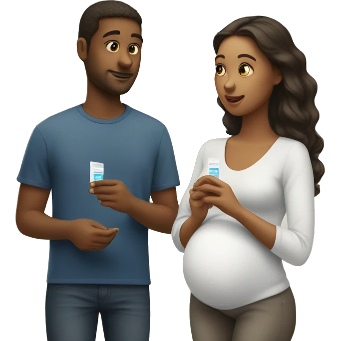 couple looking at pregnancy test emoji
