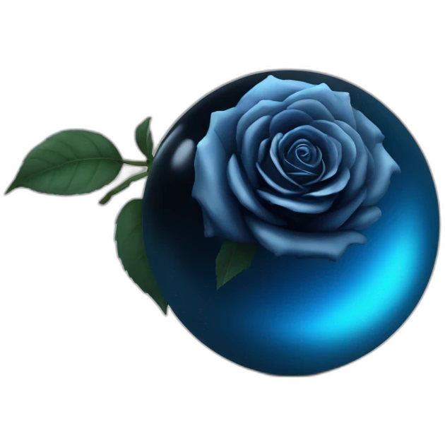 Black rose in a blue shiny sphere  emoji
