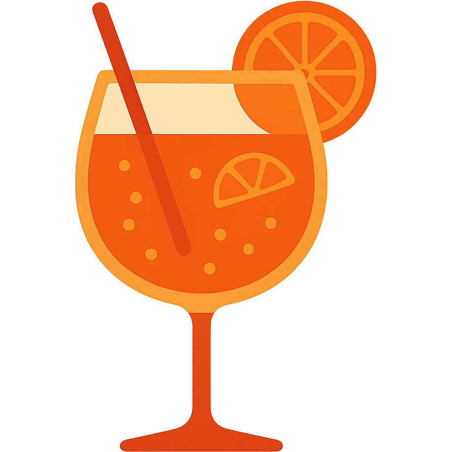 flat toon style Aperol Spritz, simple shapes, orange and red hues emoji