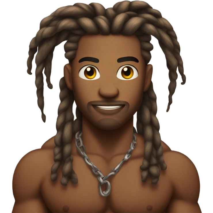 Flexing brown with tattoos and long dreadlocks  emoji