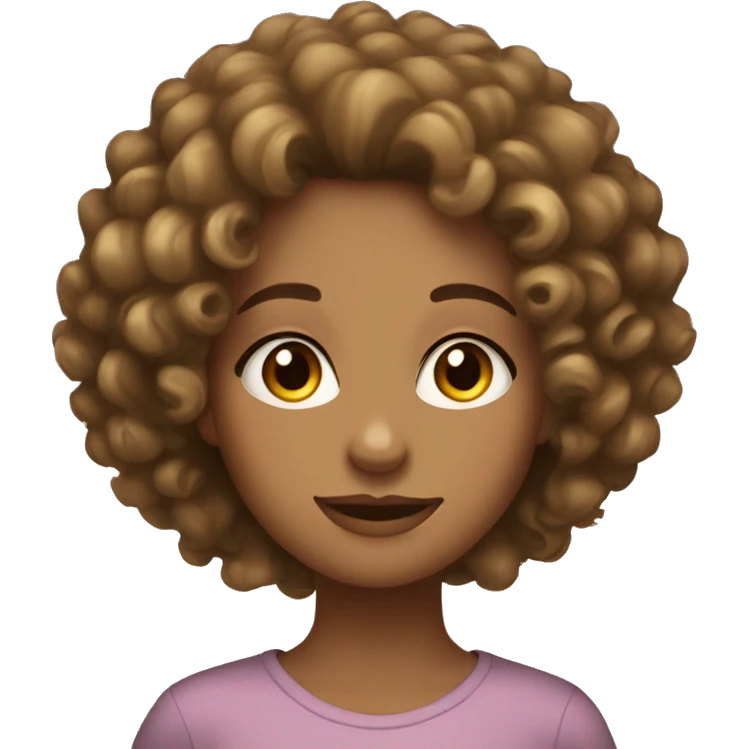 tan girl with curly hair, long eyelashes and hazel eyes  emoji