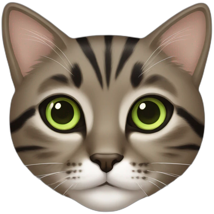 Cat brown and black, Green eyes, female emoji