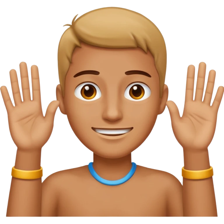 Not guilty hands up smirk emoji