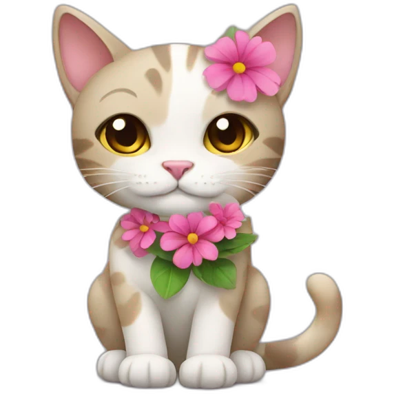 Cat with flower emoji